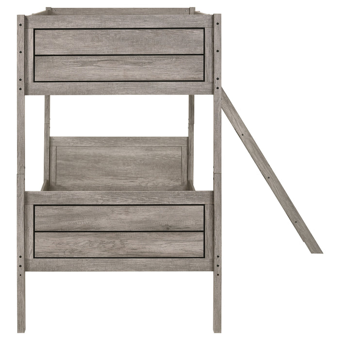 Ryder Wood Twin Over Twin Bunk Bed Weathered Taupe