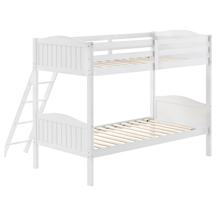 Arlo Wood Twin Over Twin Bunk Bed White
