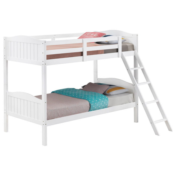 Arlo Wood Twin Over Twin Bunk Bed White