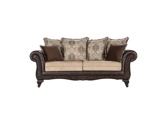 Elmbrook 2-piece Upholstered Rolled Arm Sofa Set Brown