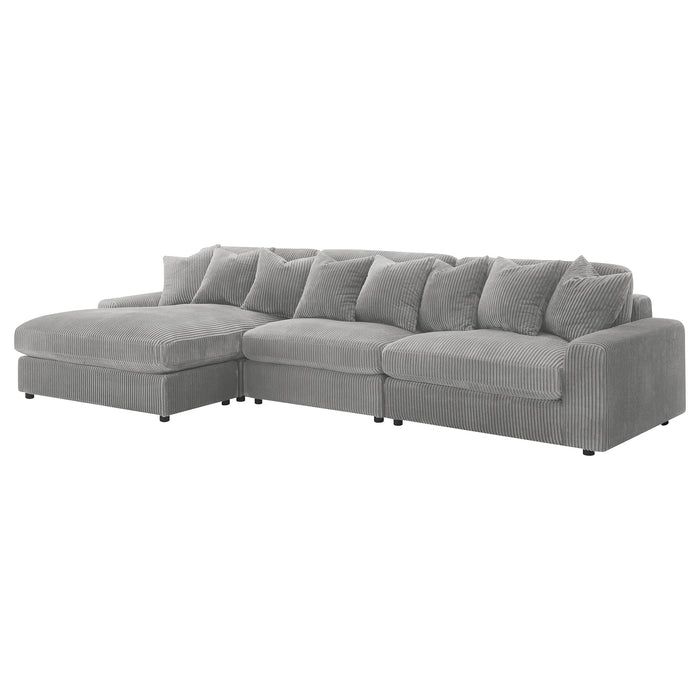 Blaine Upholstered Reversible Sectional Sofa Set with Amrless Chair Fog