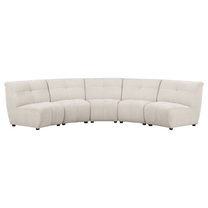 Charlotte 5-piece Upholstered Curved Modular Sectional Sofa Ivory