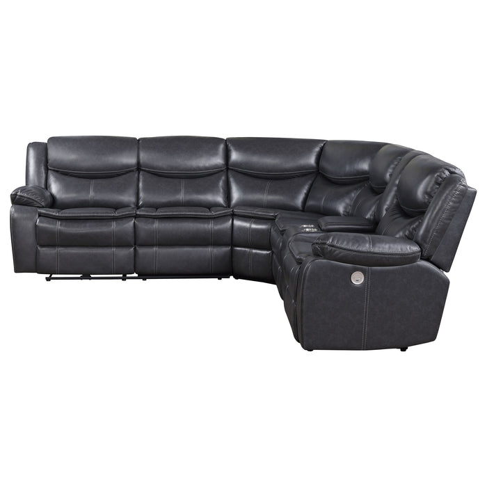 Sycamore Upholstered Power Reclining Sectional Sofa Dark Grey