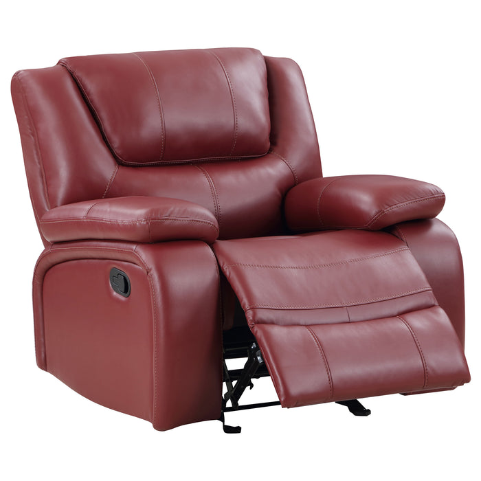 Camila Upholstered Glider Recliner Chair Red Faux Leather