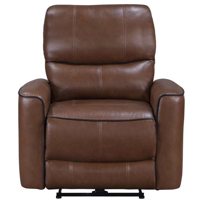 Greenfield Upholstered Power Recliner Chair Saddle Brown