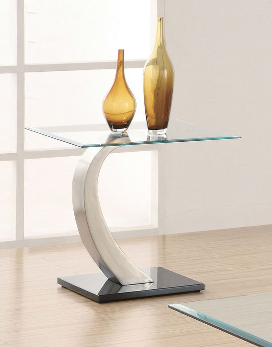 Pruitt Glass Top End Table Clear and Satin