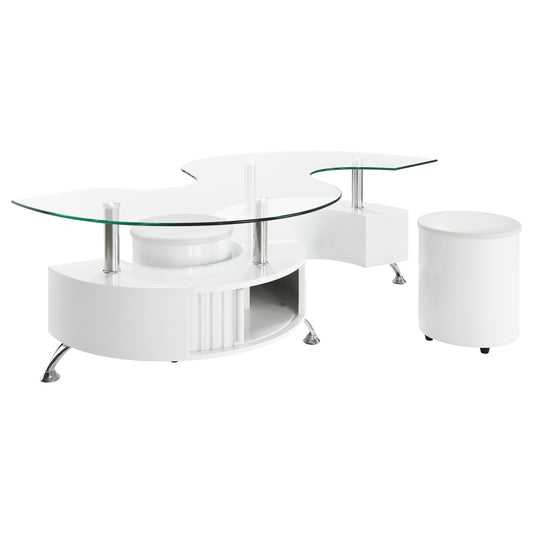Buckley 3-piece Coffee Table and Stools Set White High Gloss