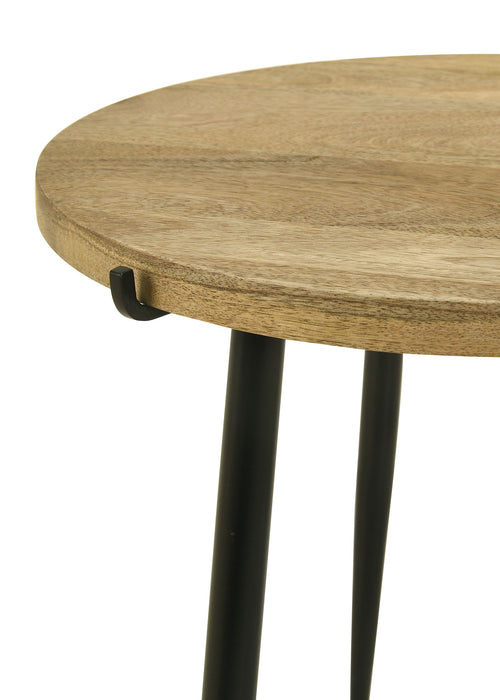 Pilar Round Solid Wood Top End Table Natural and Black