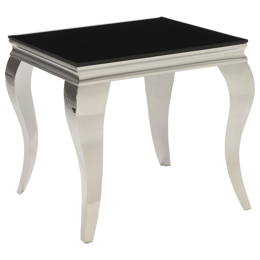 Carone Square End Table Chrome and Black