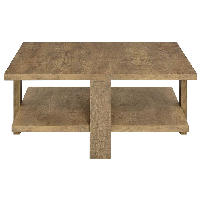 Dawn Square Engineered Wood Coffee Table With Shelf Mango