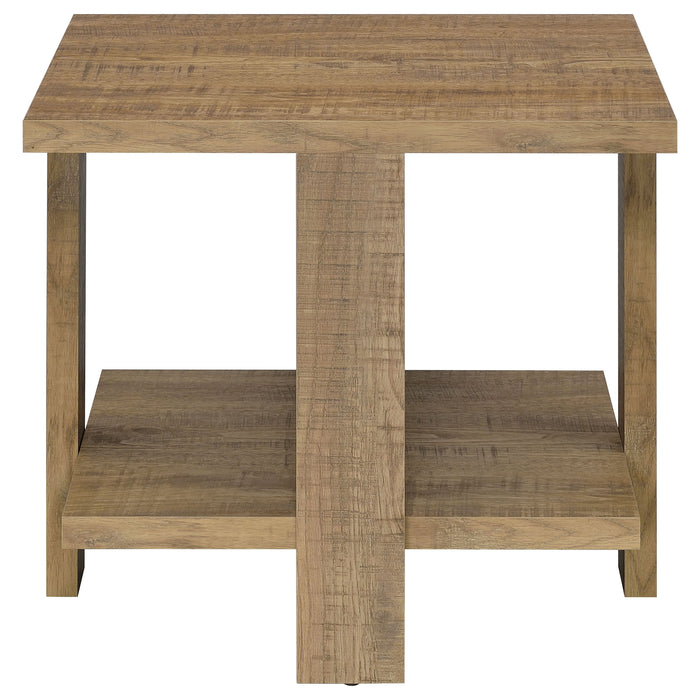 Dawn Square Engineered Wood End Table With Shelf Mango