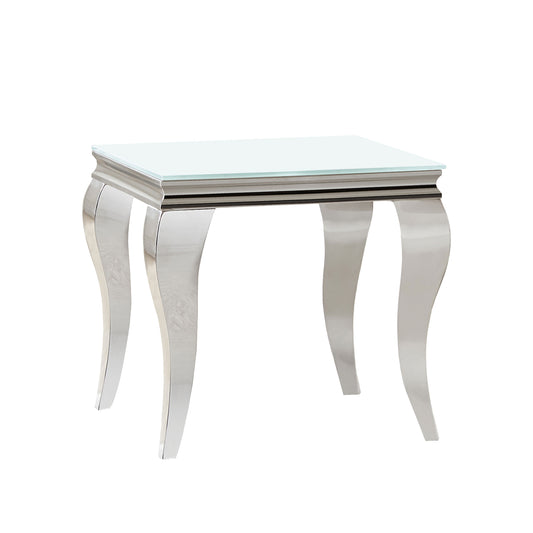 Carone Square End Table White and Chrome
