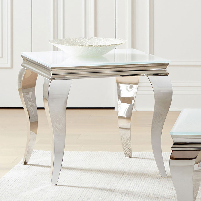 Carone Square End Table White and Chrome