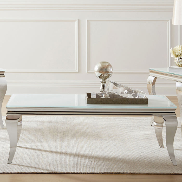 Carone Rectangle Coffee Table White and Chrome
