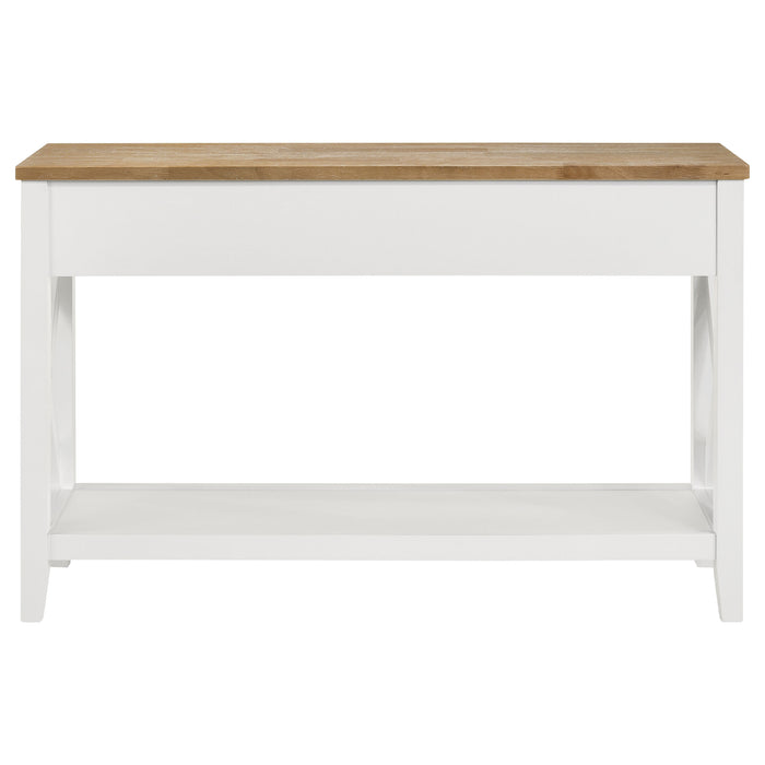 Maisy Rectangular Wooden Sofa Table With Shelf Brown and White