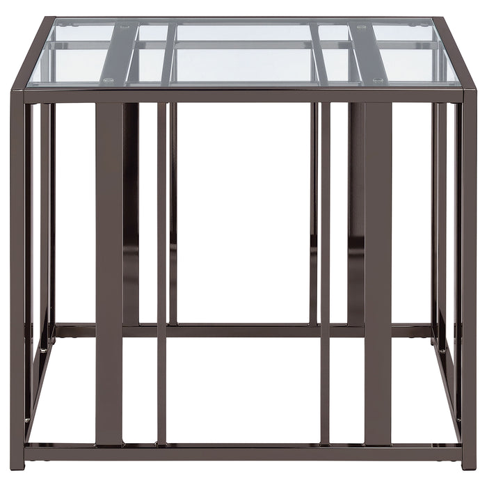 Adri Rectangular Glass Top End Table Clear and Black Nickel