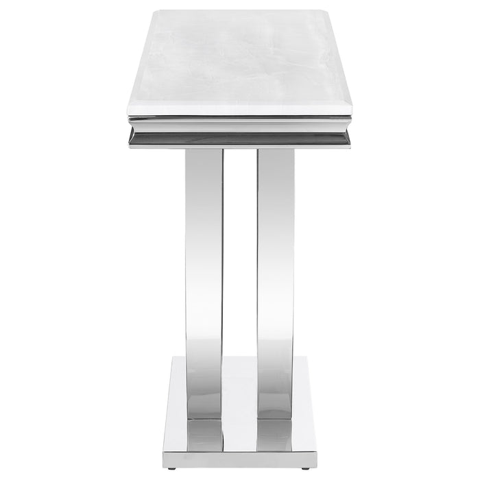 Kerwin U-base Rectangle Sofa Table White and Chrome