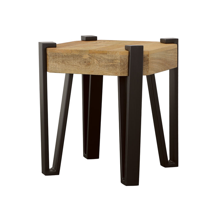 Winston Wooden Square Top End Table Natural and Matte Black