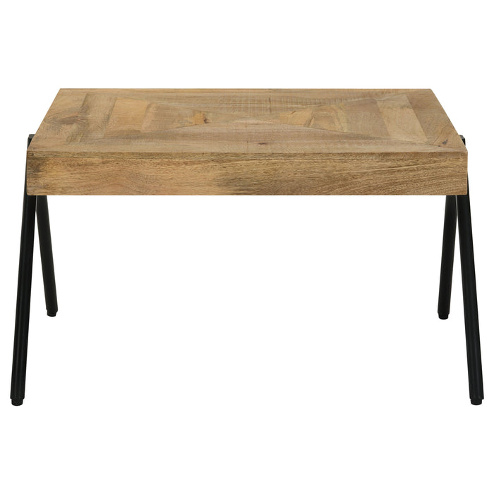 Avery Rectangular Coffee Table with Metal Legs Natural and Black