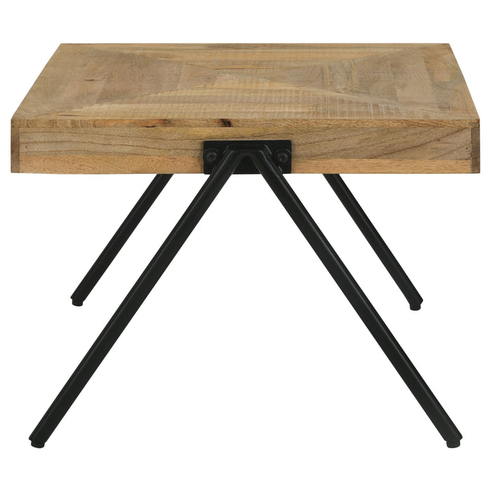 Avery Rectangular Coffee Table with Metal Legs Natural and Black