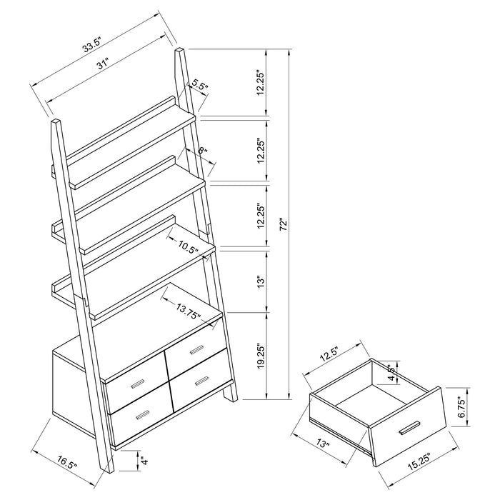 Colella 3-piece Storage Ladder Bookcase Set Cappuccino