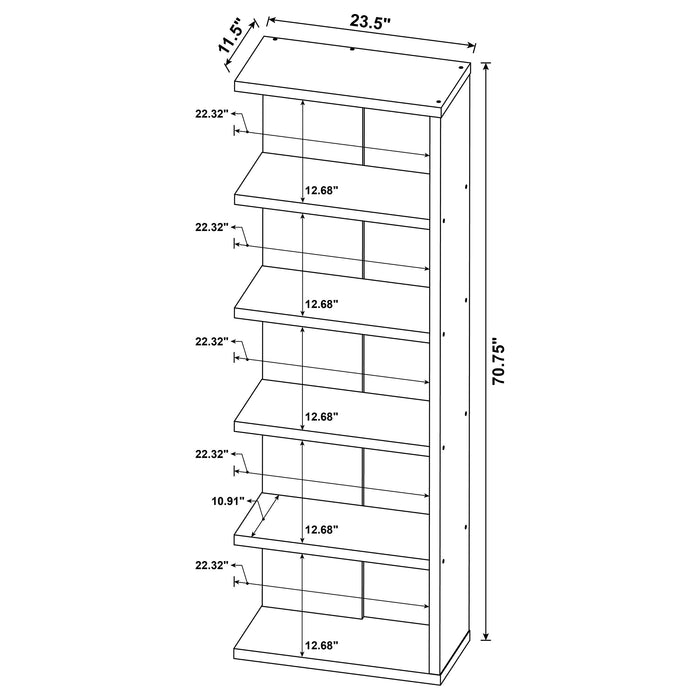 Harrison 5-tier Bookcase Weathered Grey
