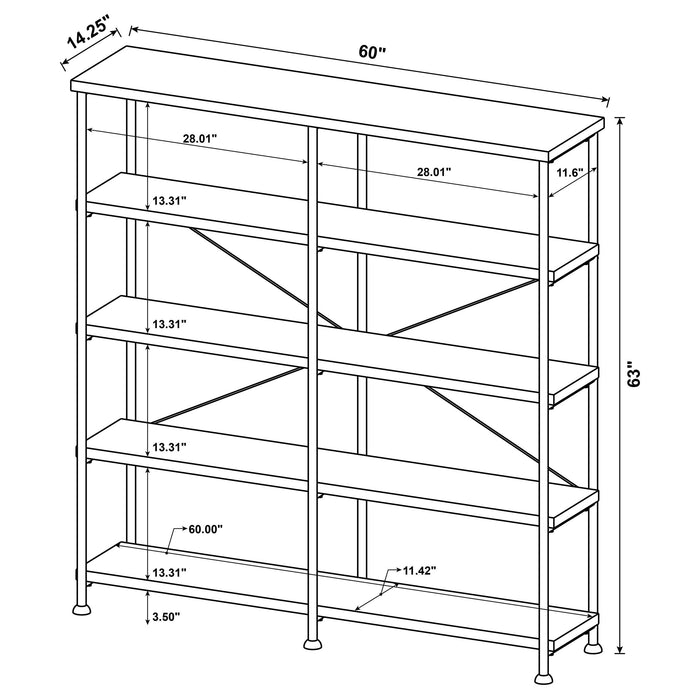 Analiese 4-shelf Open Bookcase Grey Driftwood