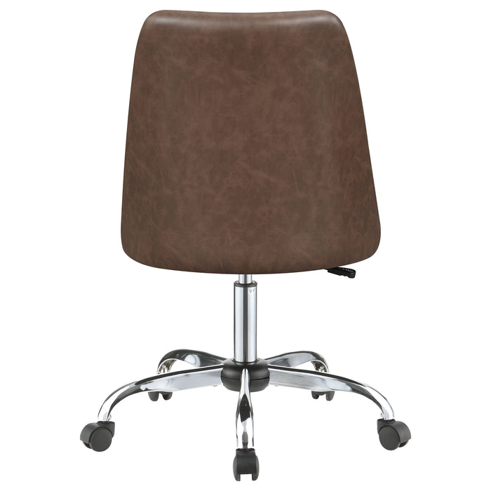 Althea Upholstered Tufted Back Office Chair Brown and Chrome