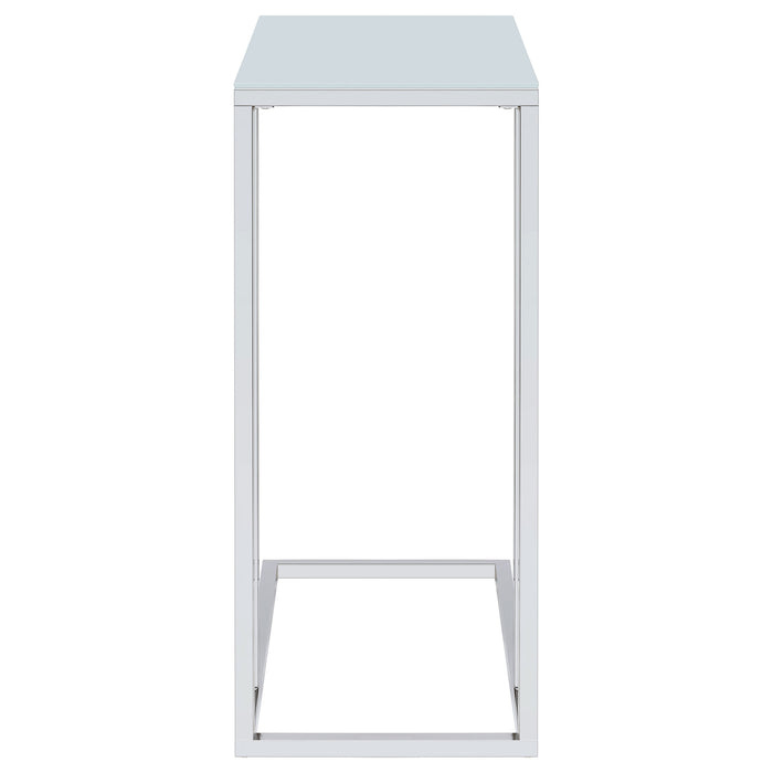 Stella Glass Top Accent Table Chrome and White