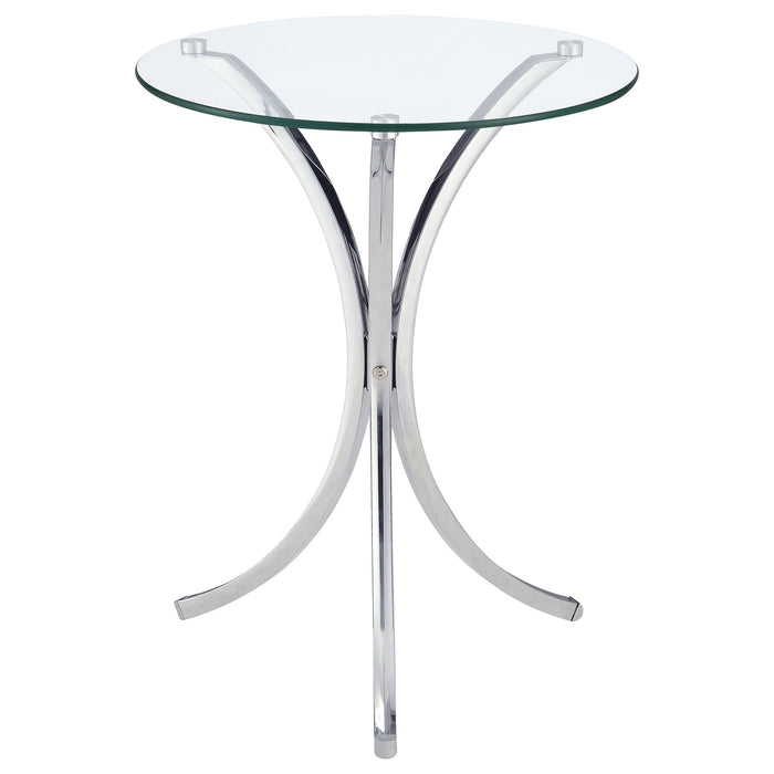 Eloise Round Accent Table with Curved Legs Chrome