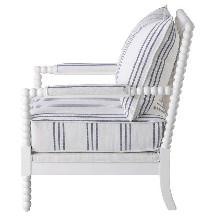 Blanchett Upholstered Accent Chair with Spindle Accent White and Navy