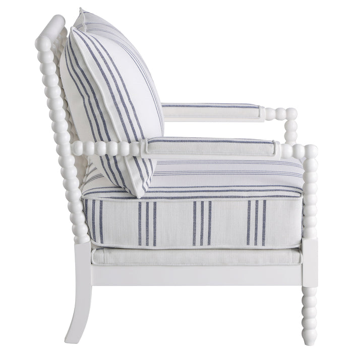 Blanchett Upholstered Accent Chair with Spindle Accent White and Navy