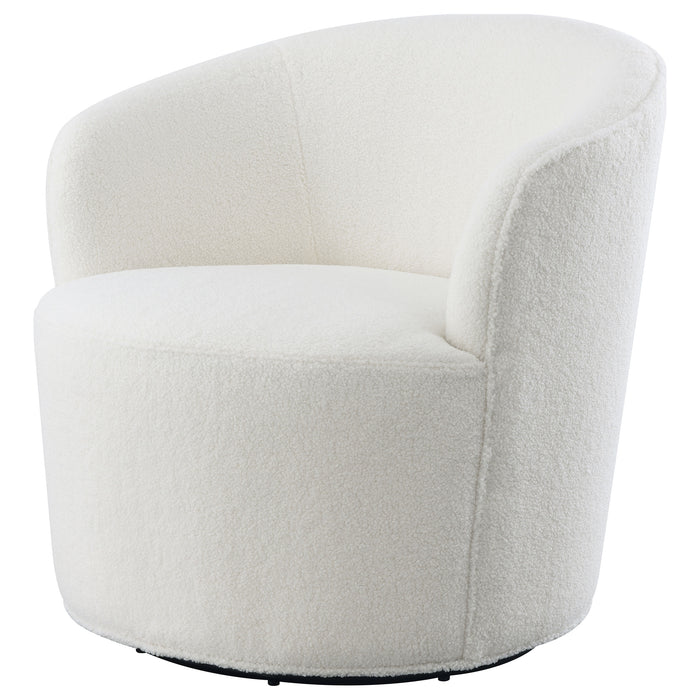 Joyce Upholstered Swivel Barrel Chair White