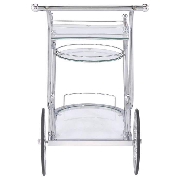 Sarandon 3-tier Serving Cart Chrome and Clear