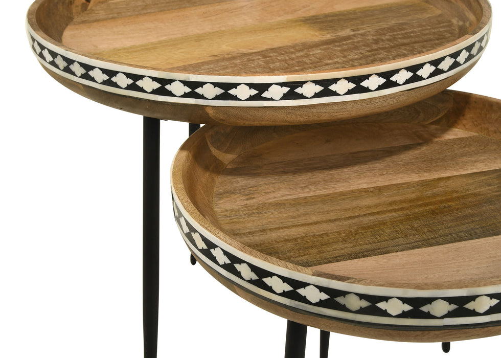 Ollie 2-piece Round Nesting Table Natural and Black