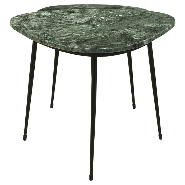 Tobias 2-piece Triangular Marble Top Nesting Table Green and Black