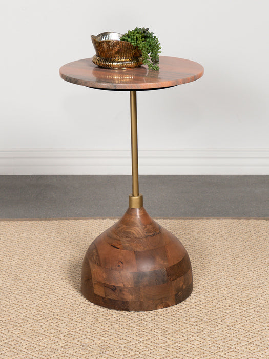 Colima Round Wood Top Side Table Peach
