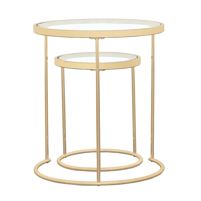 Maylin 2-piece Round Glass Top Nesting Tables Gold