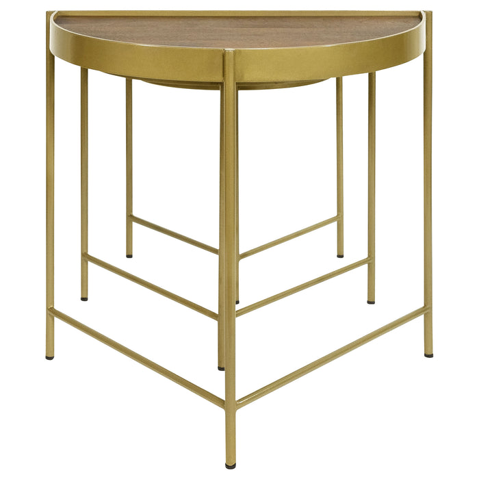 Tristen 3-Piece Demilune Nesting Table With Recessed Top Brown and Gold