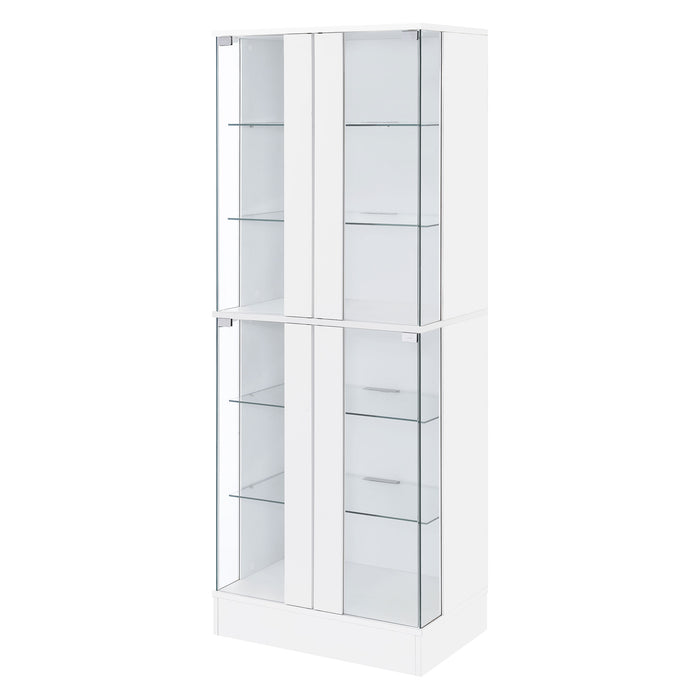Cabra Display Case Curio Cabinet with Glass Shelves and LED Lighting White High Gloss