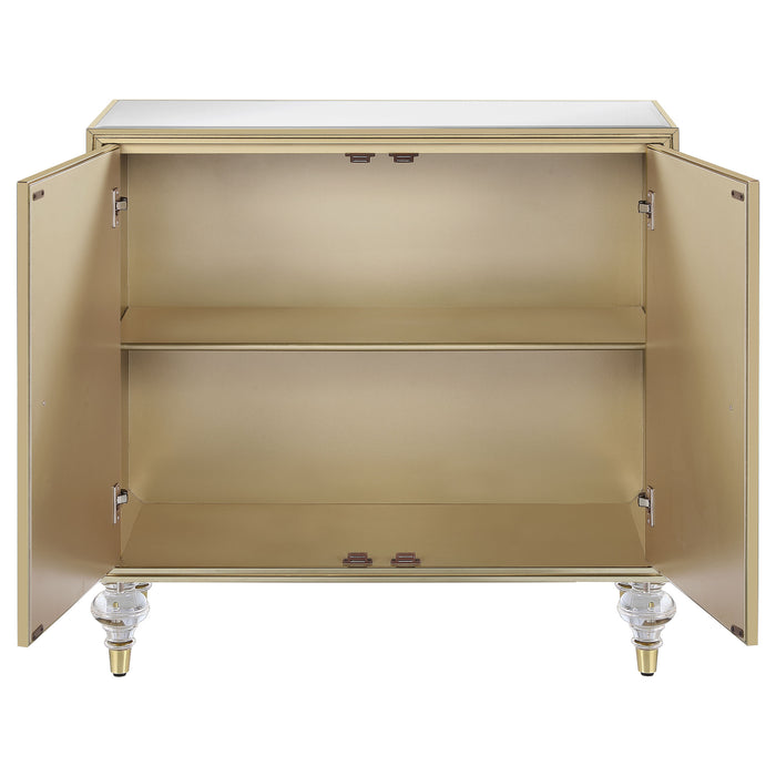 Astilbe 2-door Accent Cabinet Mirror and Champagne