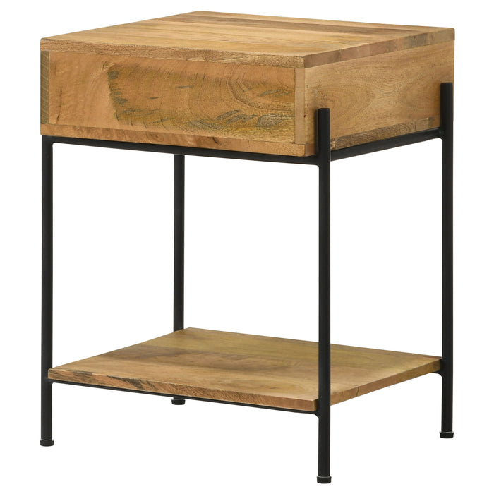 Declan 1-drawer Accent Table with Open Shelf Natural Mango and Black