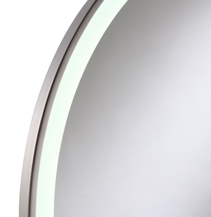 Jocelyn Round Table Top LED Vanity Mirror White Marble Base Chrome Frame
